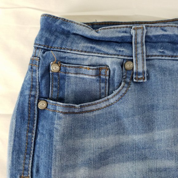 CP Jeans Juniors 5 Mid Rise Womens Two Tone Skinny Leg Light Wash Blue Denim - Picture 10 of 13